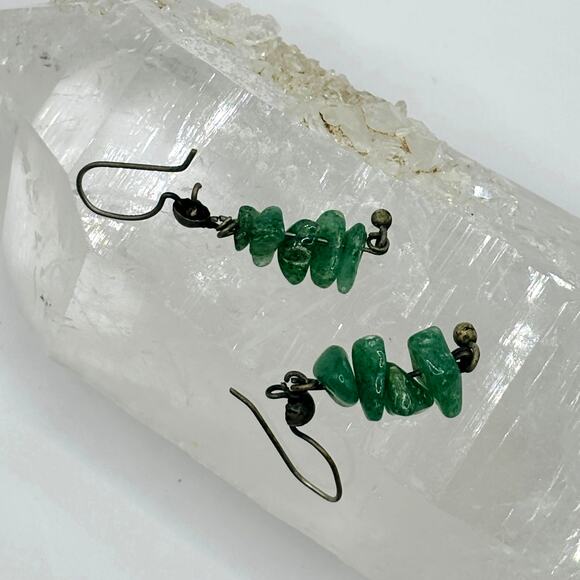 Vintage 1970's Aventurine Earrings with Stud for Third Hole - Picture 5 of 7